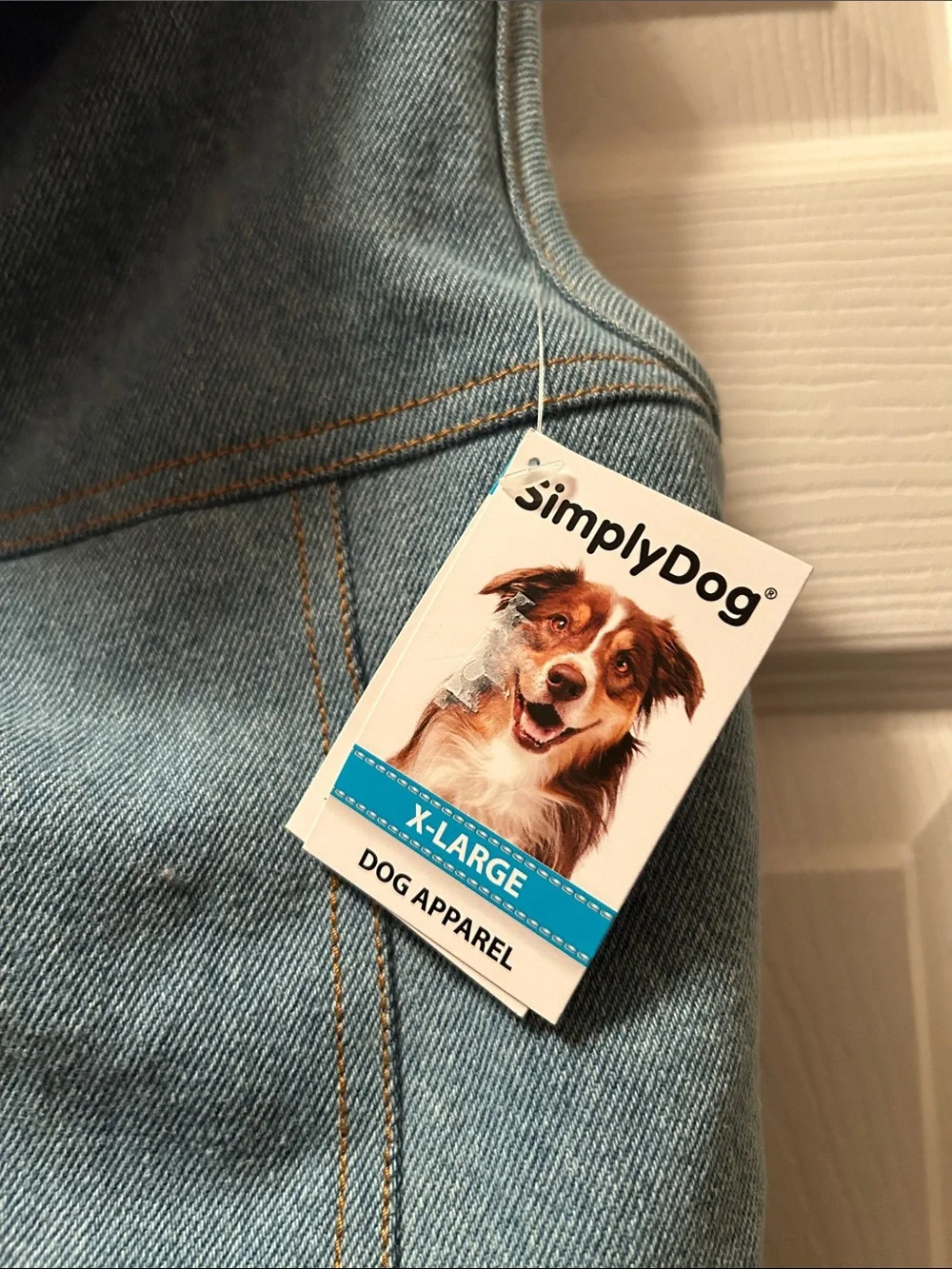 SimplyDog Denim-Look Hoodie Dog Vest with Gray Hood